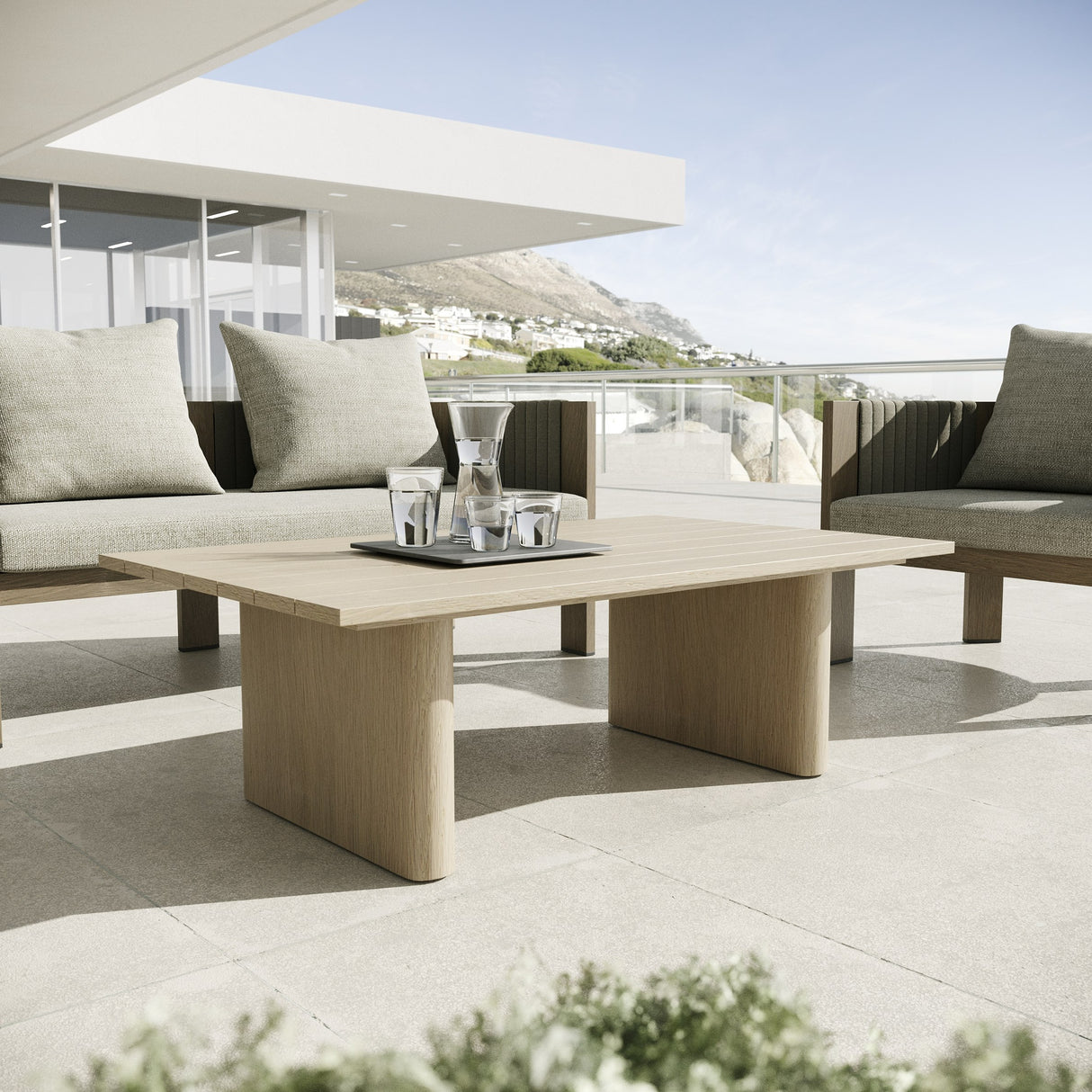 Salvora - Outdoor Beige Fabric & Grey Rope Sofa Set - View Image 1