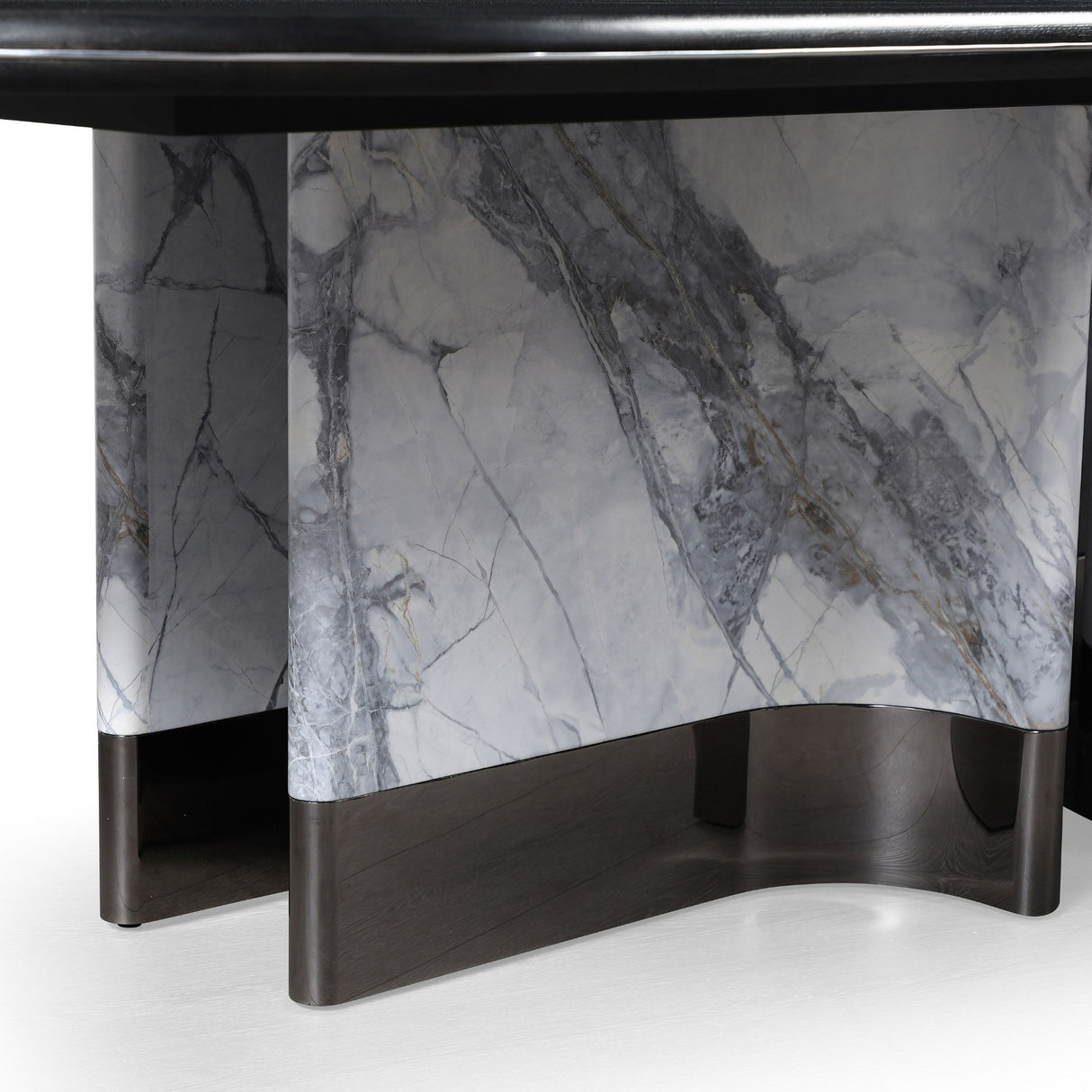 Modrest Renfew - Modern Black Oak + Faux Marble Oval Dining Table