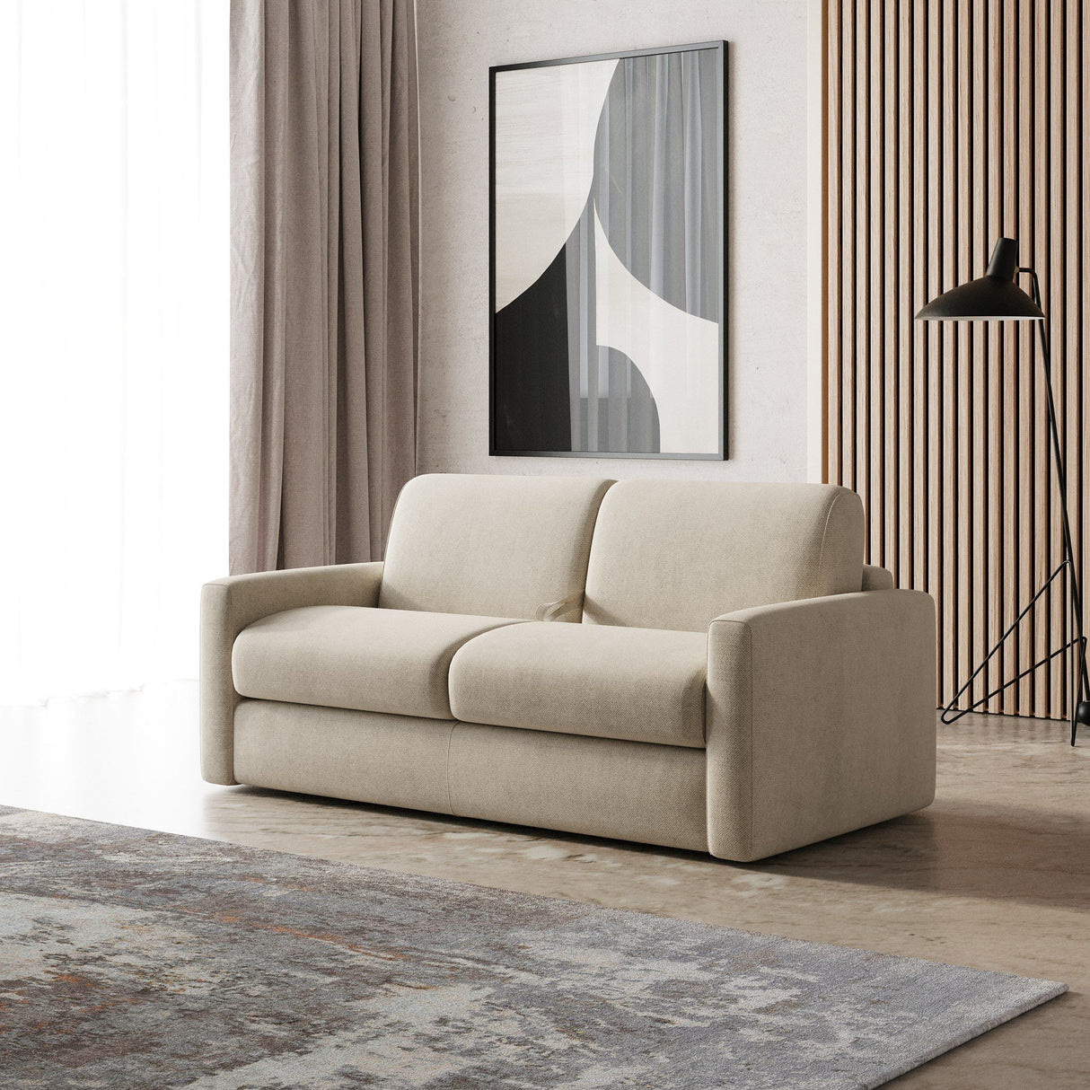 Lamod Italia Revers - Italian Modern Sand Fabric Full Sofabed