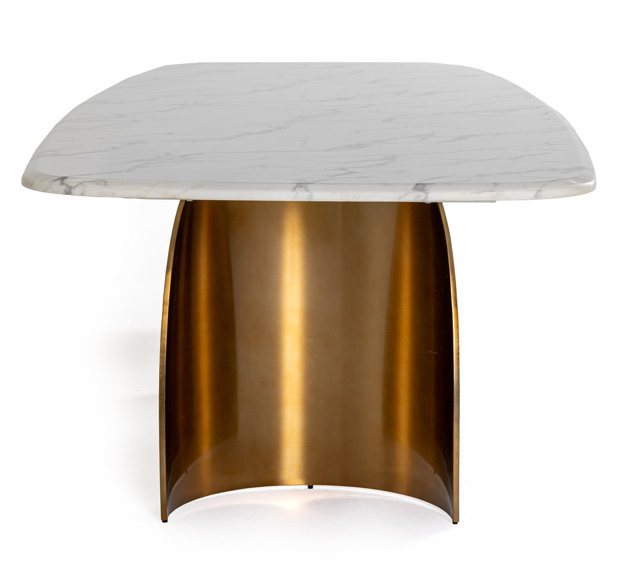 Reynold - Glam Faux Marble + Gold Stainless Steel Dining Table - View Image 1