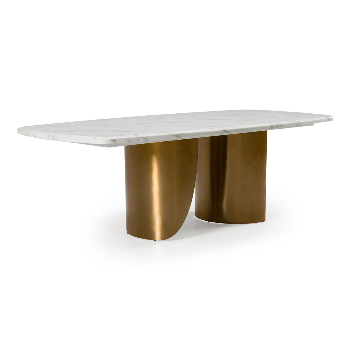 Reynold - Glam Faux Marble + Gold Stainless Steel 94-Inch Dining Table - View Image 1