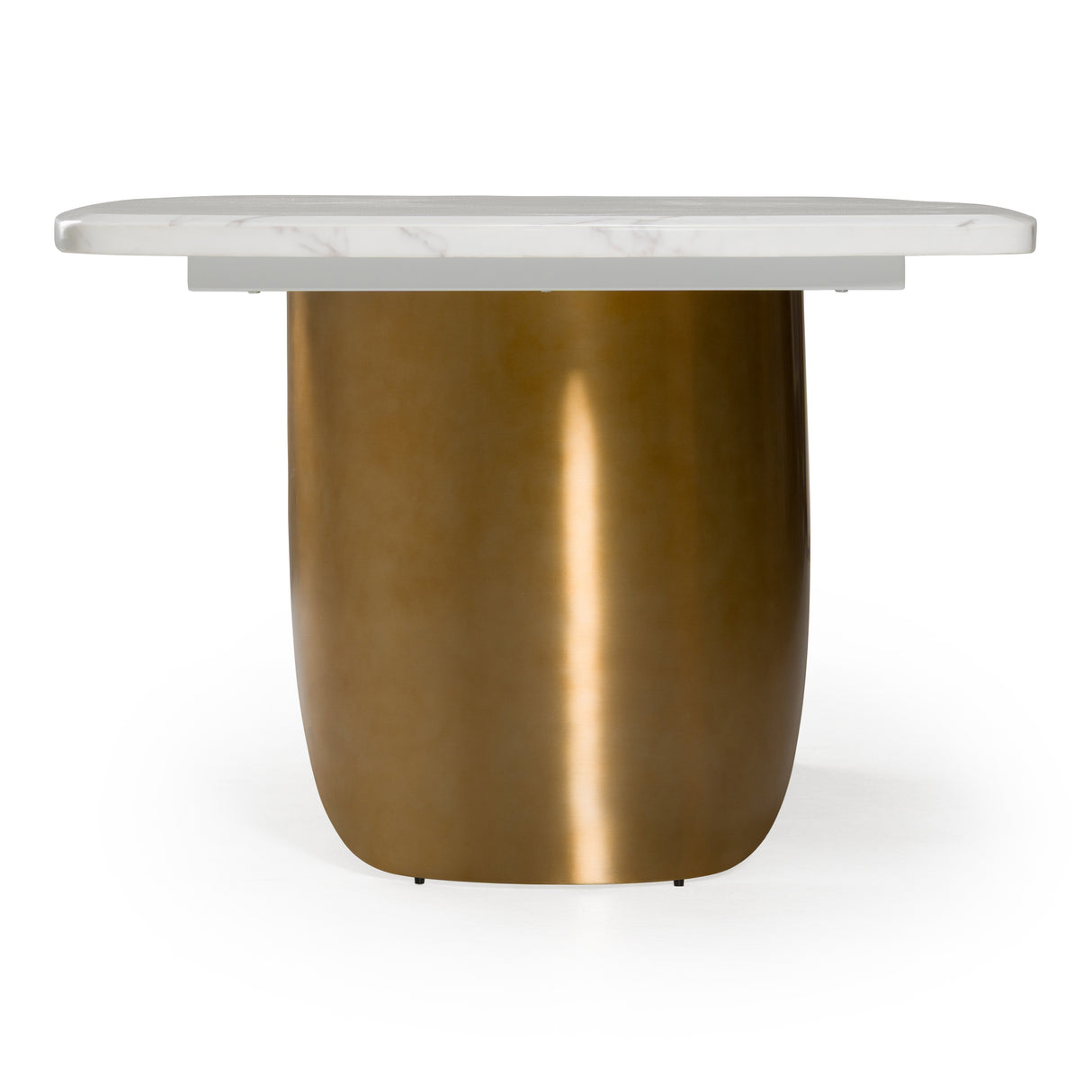 Reynold - Glam Faux Marble + Gold Stainless Steel 94-Inch Dining Table - View Image 1