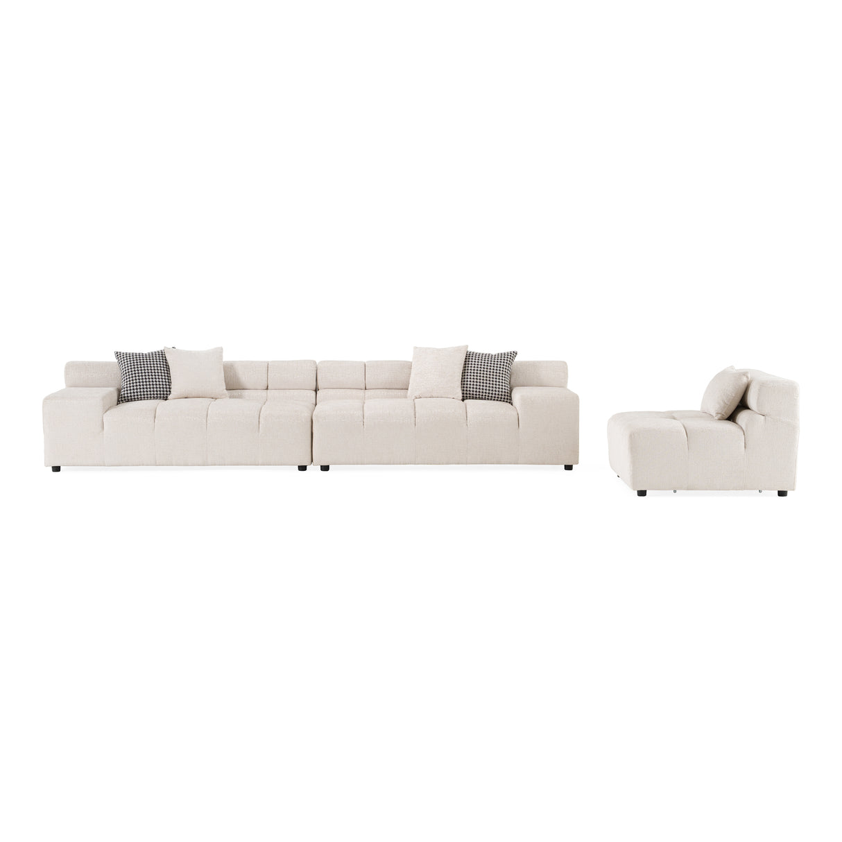 Rhonda - Modern Ivory Beige Fabric Modular Sectional Sofa - View Image 1