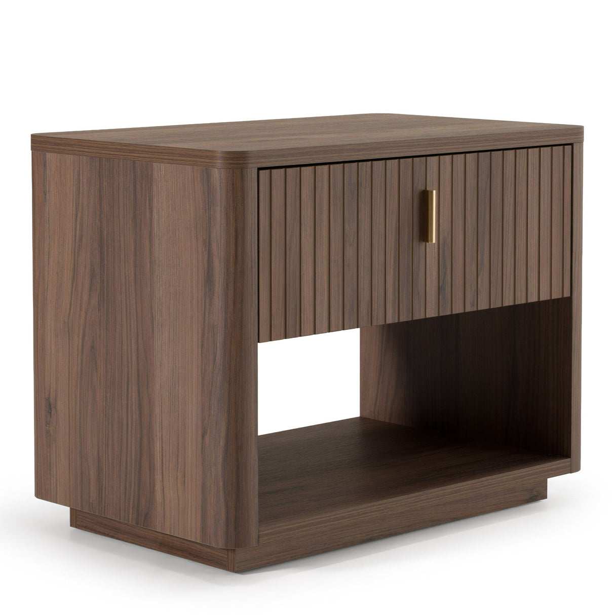Queen Daystar + Roma - Modern Dark Brown Velvet + Walnut 4-Piece Bedroom Set