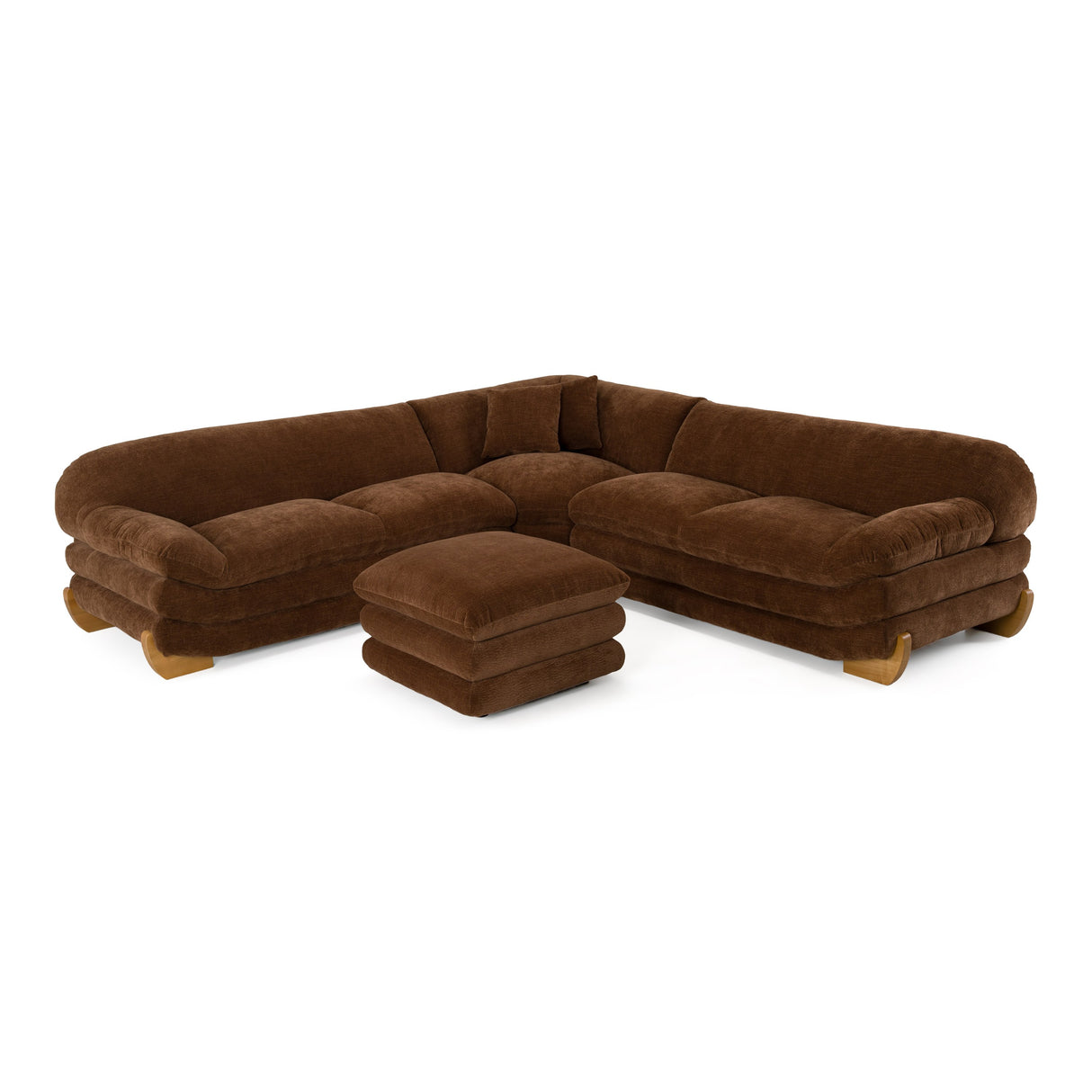 Crockett - Modern Brown Fabric Sectional Sofa - View Image 1