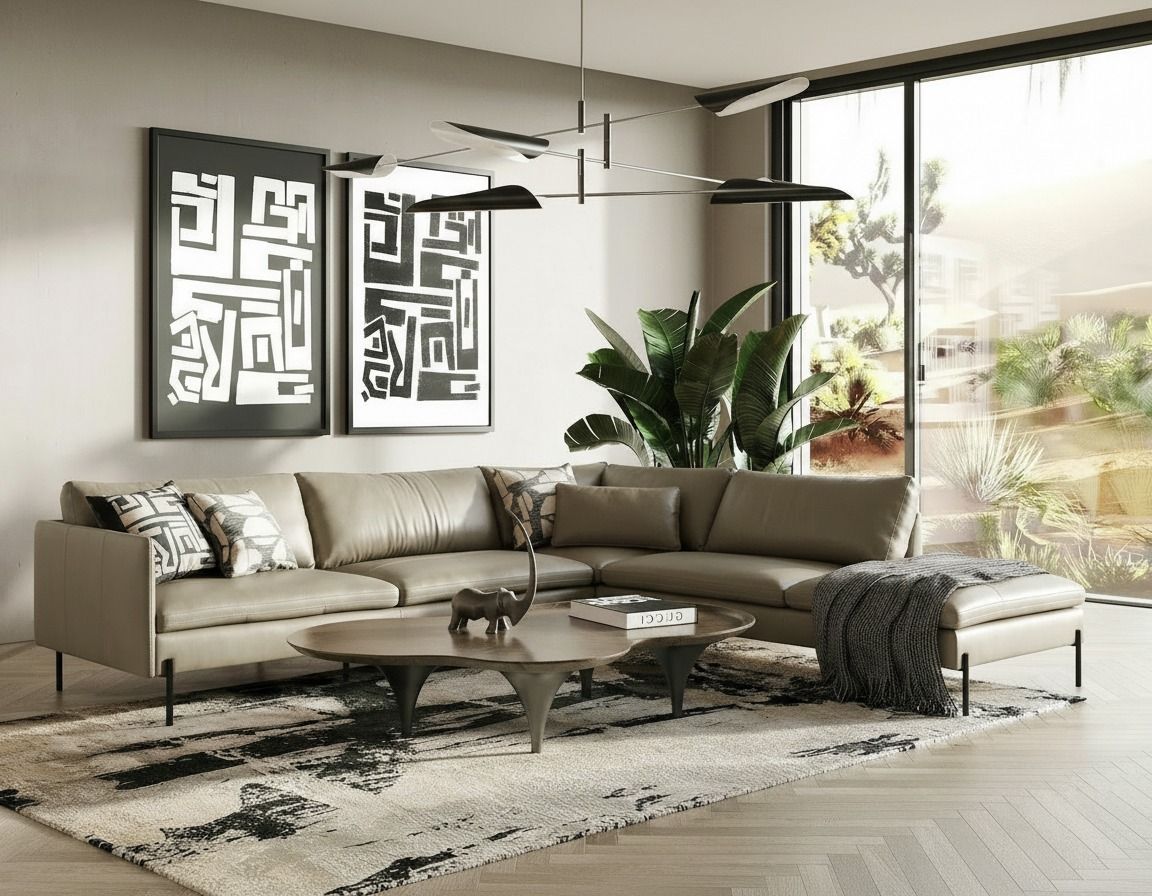 Divani Casa Sherry - Modern Grey Leather Right Facing Sectional Sofa