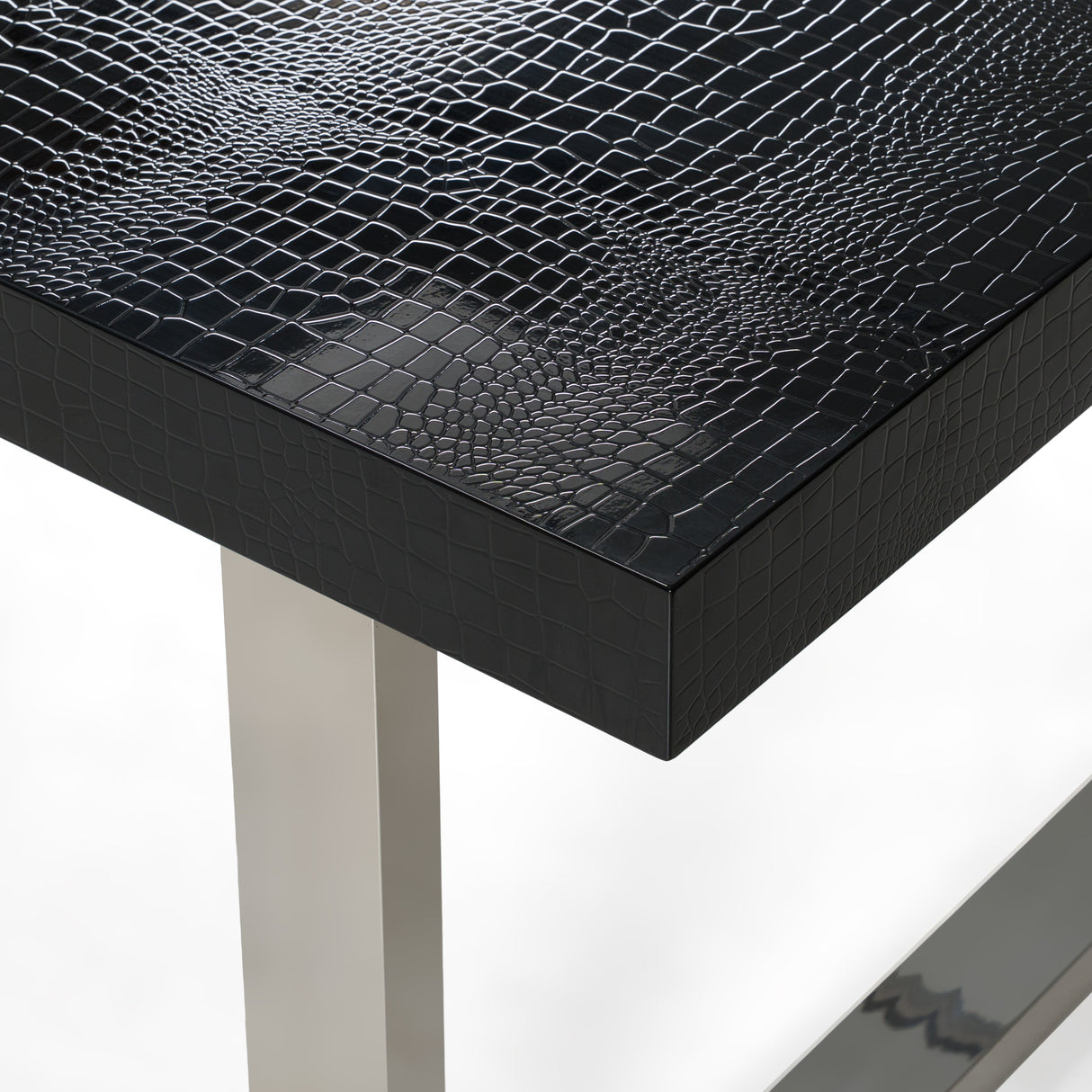 Skyline + Cora - Modern Black Crocodile + Grey Fabric & Leatherette Dining Set - View Image 1