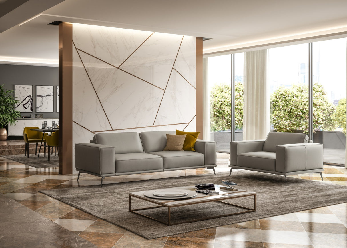 Soho - Contemporary Italian Light Grey Leather Sofa - View Image 1