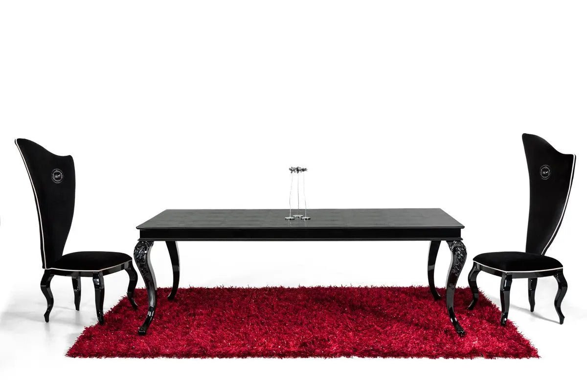A&X Sovereign Transitional Black Crocodile Dining Table WBlack Gloss Legs Vgunrc830 - 220 - Blk | Home Elegance USA