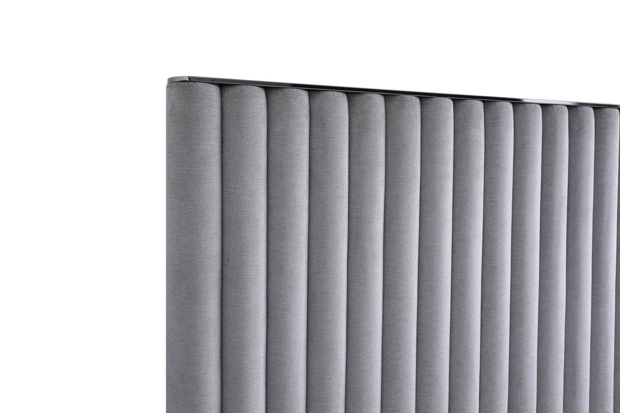 Splendor - Silver + Grey Velvet Upholstered King Platform Bed - View Image 1