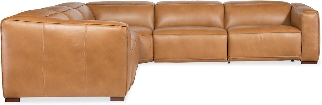 Fresco 5-Seat Power Reclining Sectional Zen Caramel Leather – Hooker Furniture (4-PWR) - Home Elegance USA
