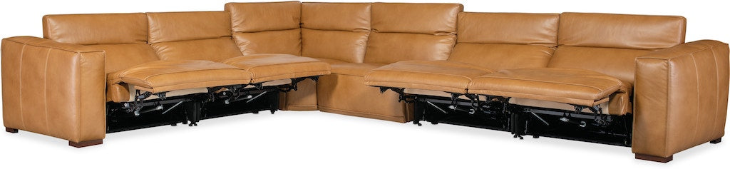 Fresco 6-Seat Power Reclining Sectional Zen Caramel Leather – Hooker Furniture - Home Elegance USA
