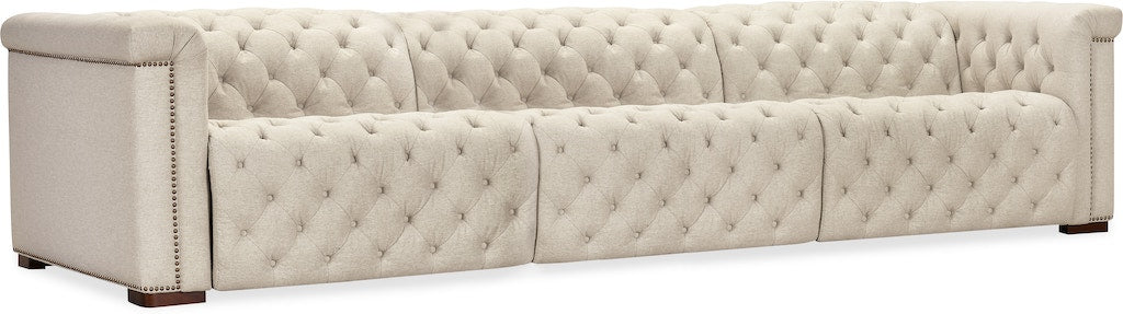 Savion Deux 3-Seat Power Reclining Sofa Aries Beach Fabric – Hooker Furniture (2-PWR) - Home Elegance USA