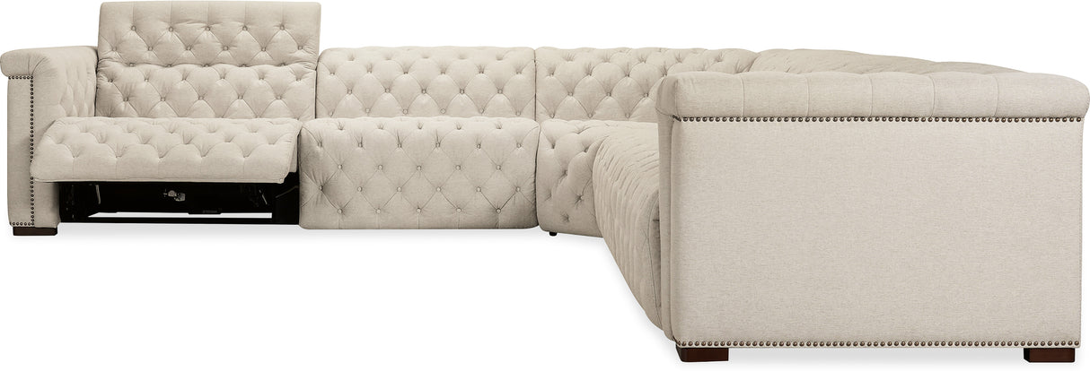 Savion Deux 5-Seat Power Reclining Sectional Aries Beach Fabric – Hooker Furniture (3-PWR) - Home Elegance USA