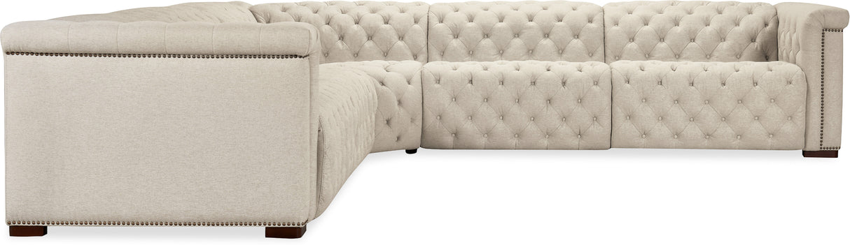 Savion Deux 5-Seat Power Reclining Sectional Aries Beach Fabric – Hooker Furniture (3-PWR) - Home Elegance USA