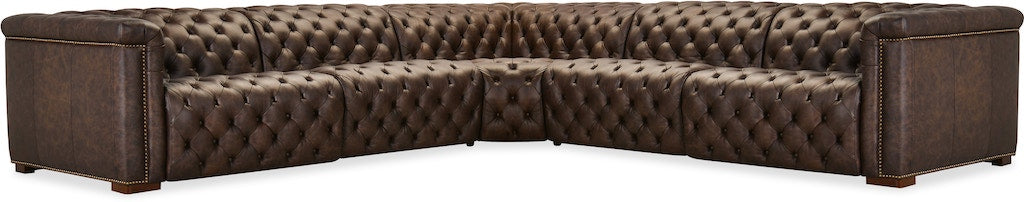 Savion Deux 5-Seat Power Reclining Sectional West Saddlewood Leather – Hooker Furniture - Home Elegance USA