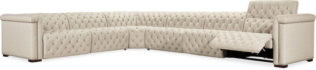 Savion Deux 6-Seat Power Reclining Sectional Aries Beach Fabric – Hooker Furniture (3-PWR) - Home Elegance USA