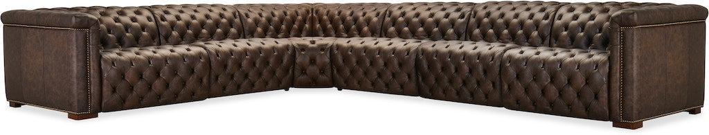 Savion Deux 6-Seat Power Reclining Sectional West Saddlewood Leather – Hooker Furniture - Home Elegance USA