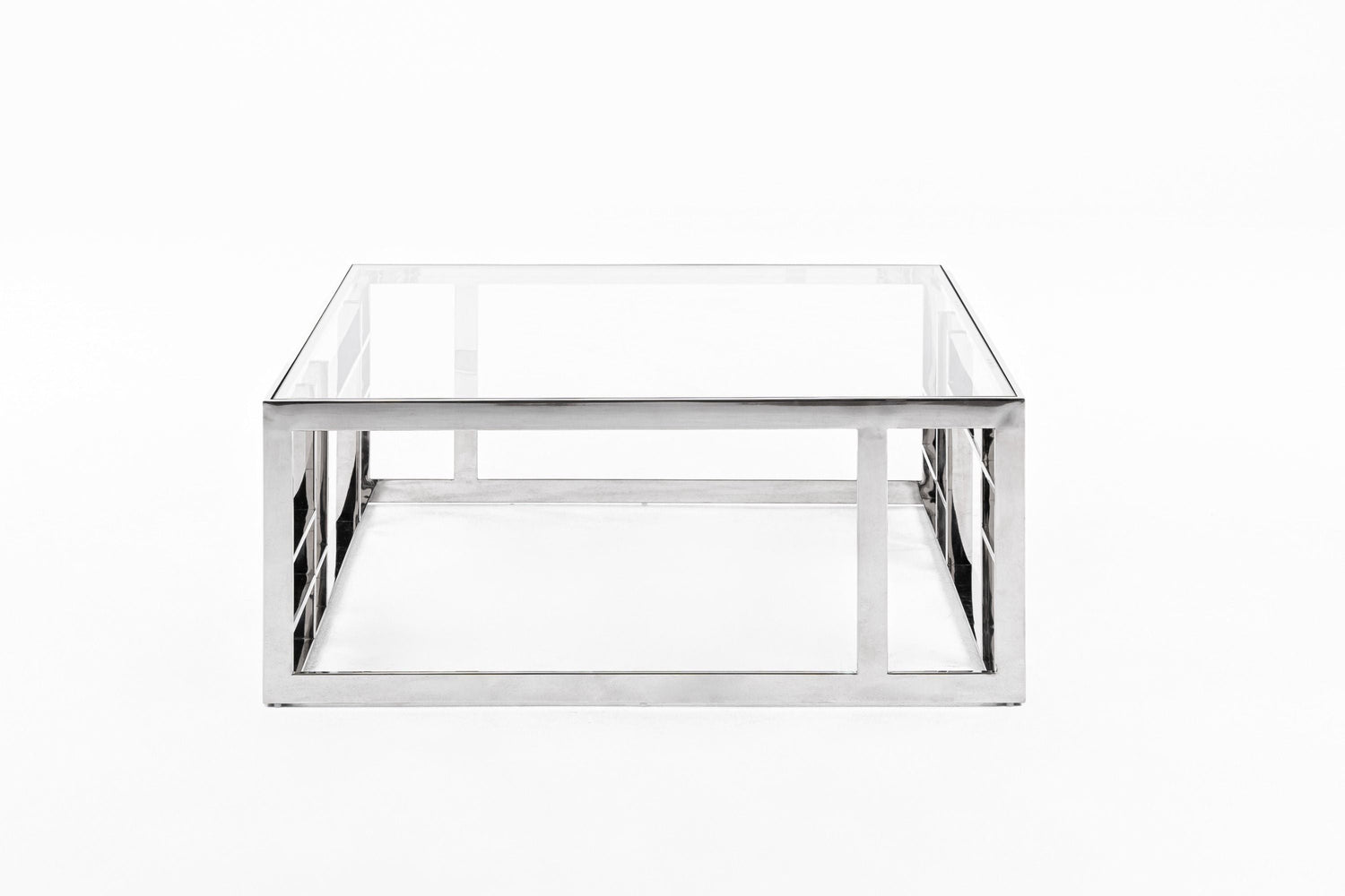 Modrest Stephen Modern Glass & Stainless Steel Square Coffee Table Vghb-341E - Home Elegance USA