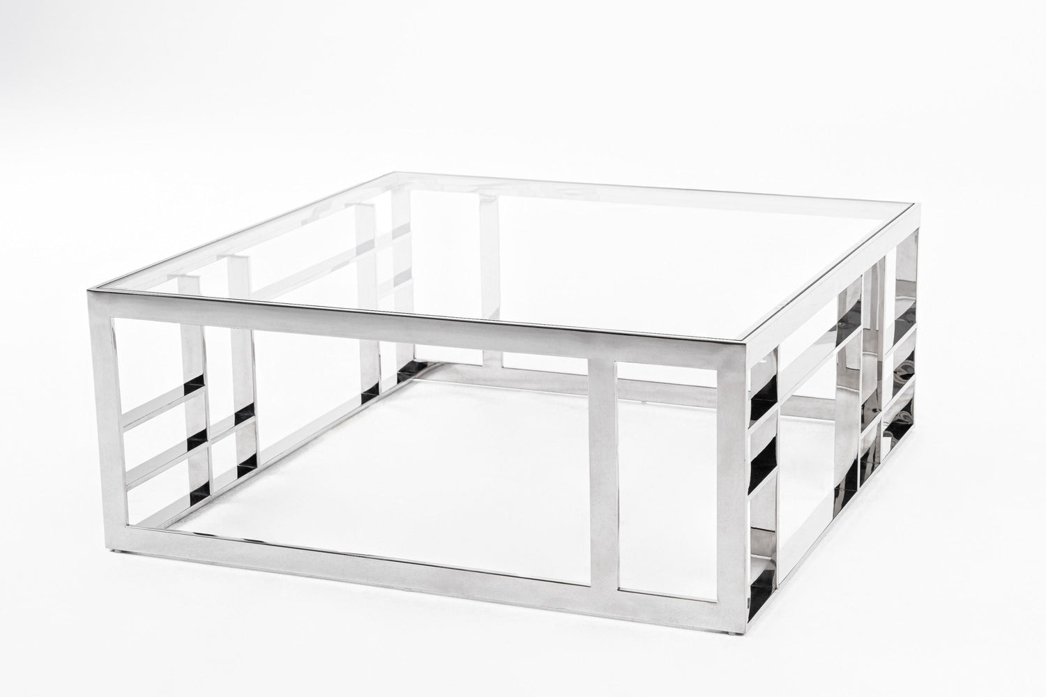 Modrest Stephen Modern Glass & Stainless Steel Square Coffee Table Vghb-341E - Home Elegance USA