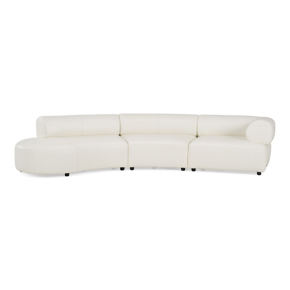 Stuart - Contemporary White Leather Left Facing Chaise Sectional Sofa - View Image 1