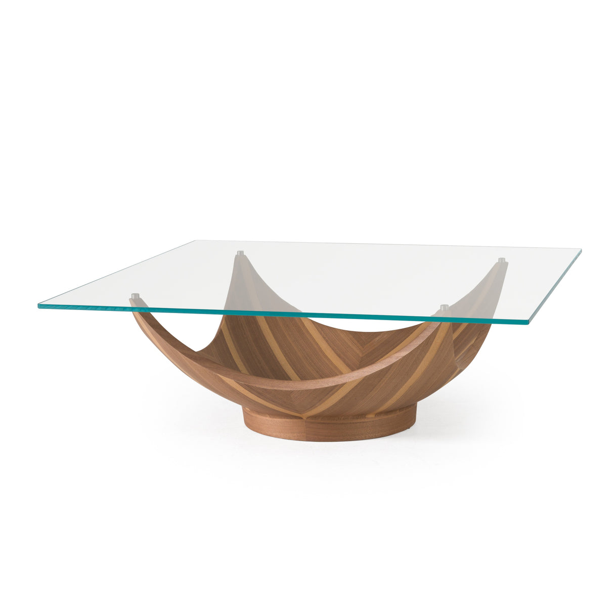 Sunrise - Contemporary Glass + Walnut Square Coffee Table - View Image 1