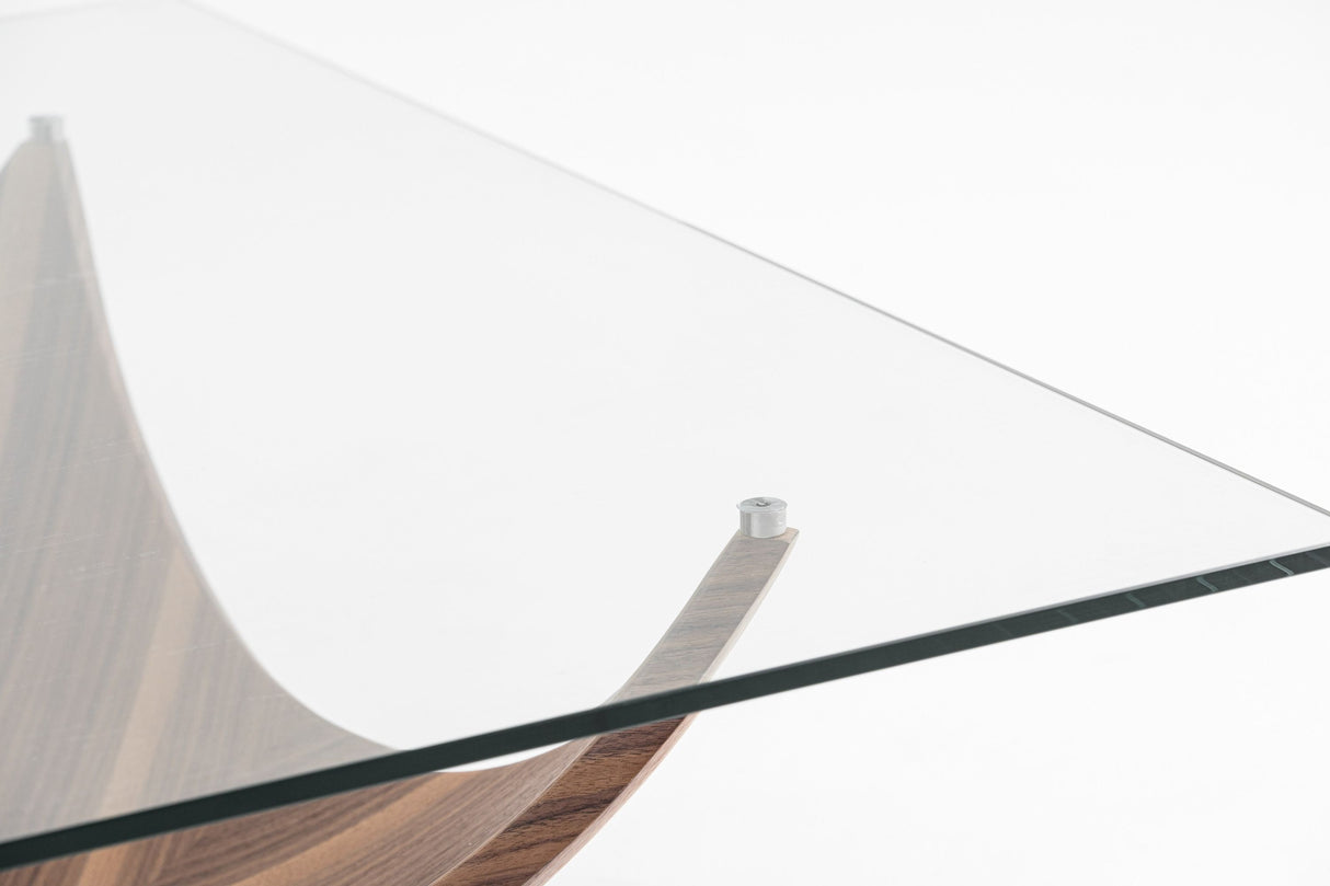 Modrest Sunset - Contemporary Glass + Walnut Square Coffee Table - Home Elegance USA