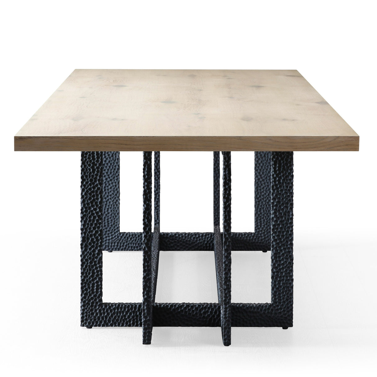 T8963 - Natural Oak + Black Metal Dining Table - View Image 1