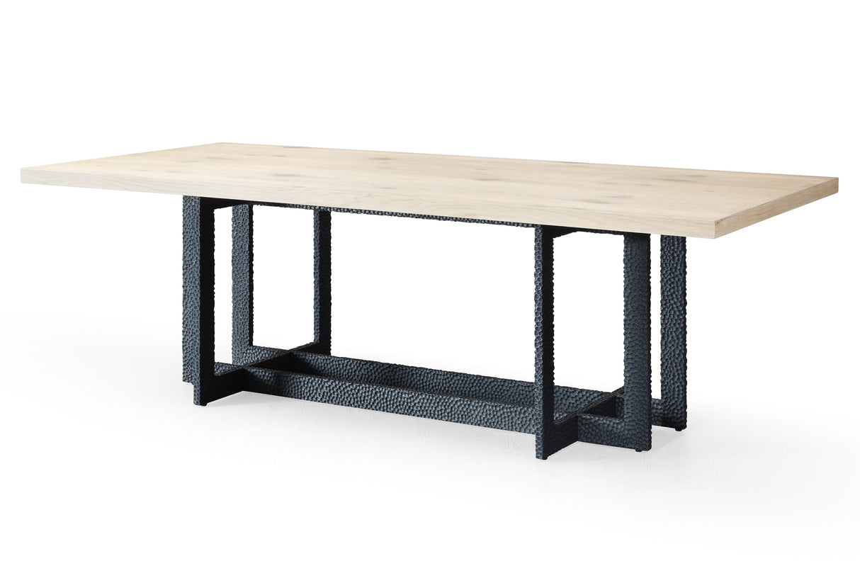 T8963 - Natural Oak + Black Metal Dining Table - View Image 1