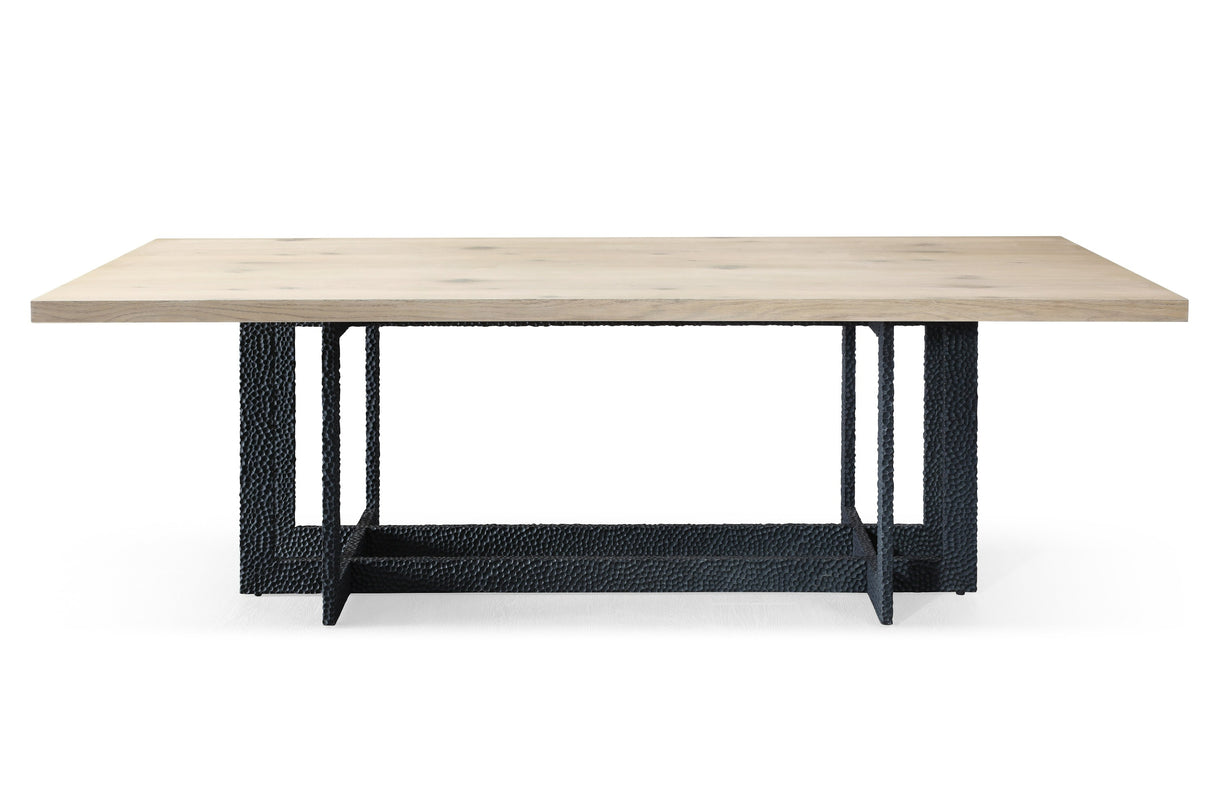 T8963 - Natural Oak + Black Metal Dining Table - View Image 1