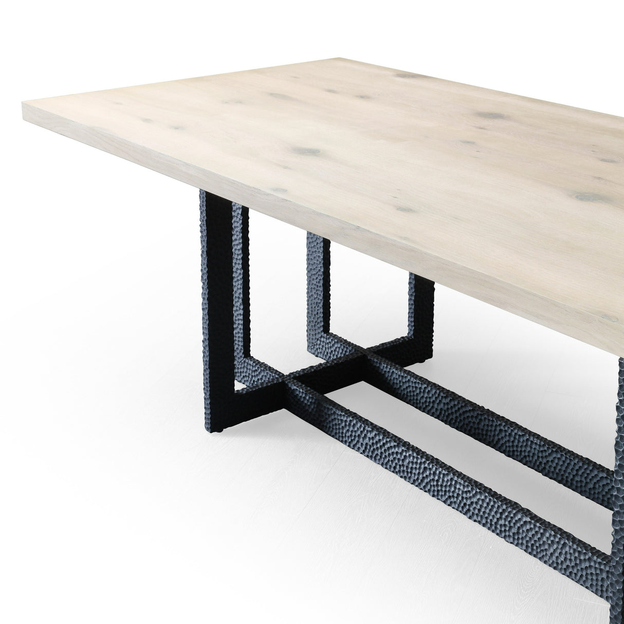 T8963 - Natural Oak + Black Metal Dining Table - View Image 1