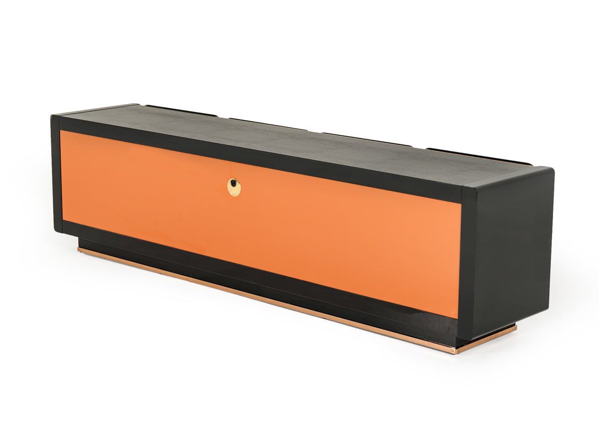 A&X Talin Modern Black Crocodile & Rosegold TV Stand | Home Elegance USA