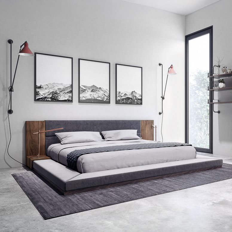 California King Jagger Modern Dark Grey & Walnut Bed
