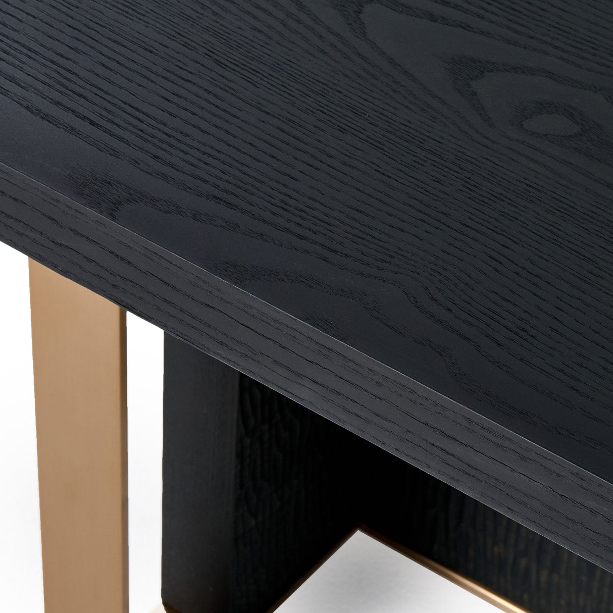 Modrest Tasha - Modern Black Ash + Brushed Gold Rectangular Dining Table