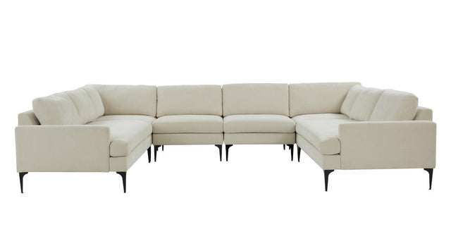 TOV Furniture Serena Velvet U-Sectional with Black Legs  -  Home Elegance USA