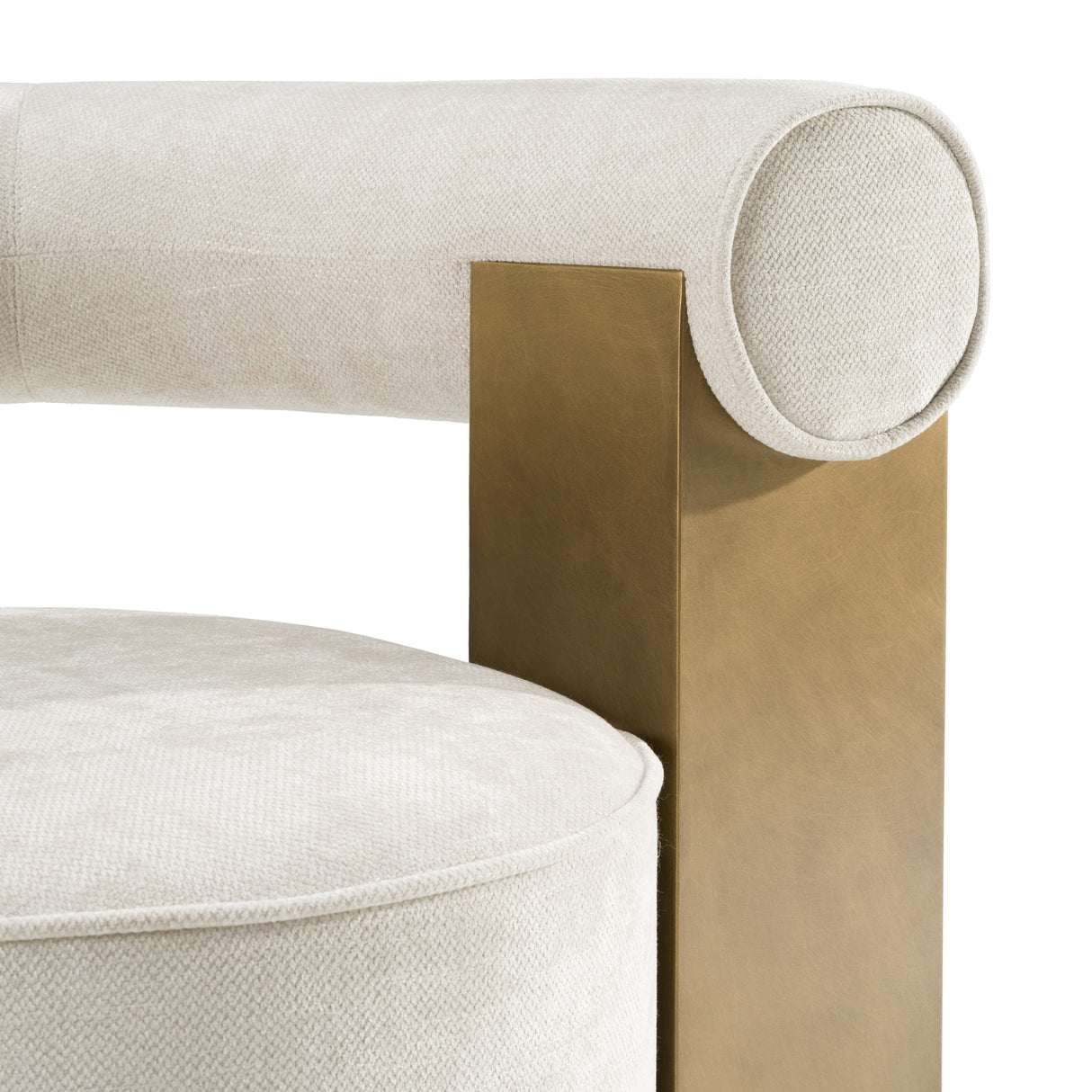 Tranquil - Contemporary Beige Fabric + Antique Brass Accent Chair - View Image 5