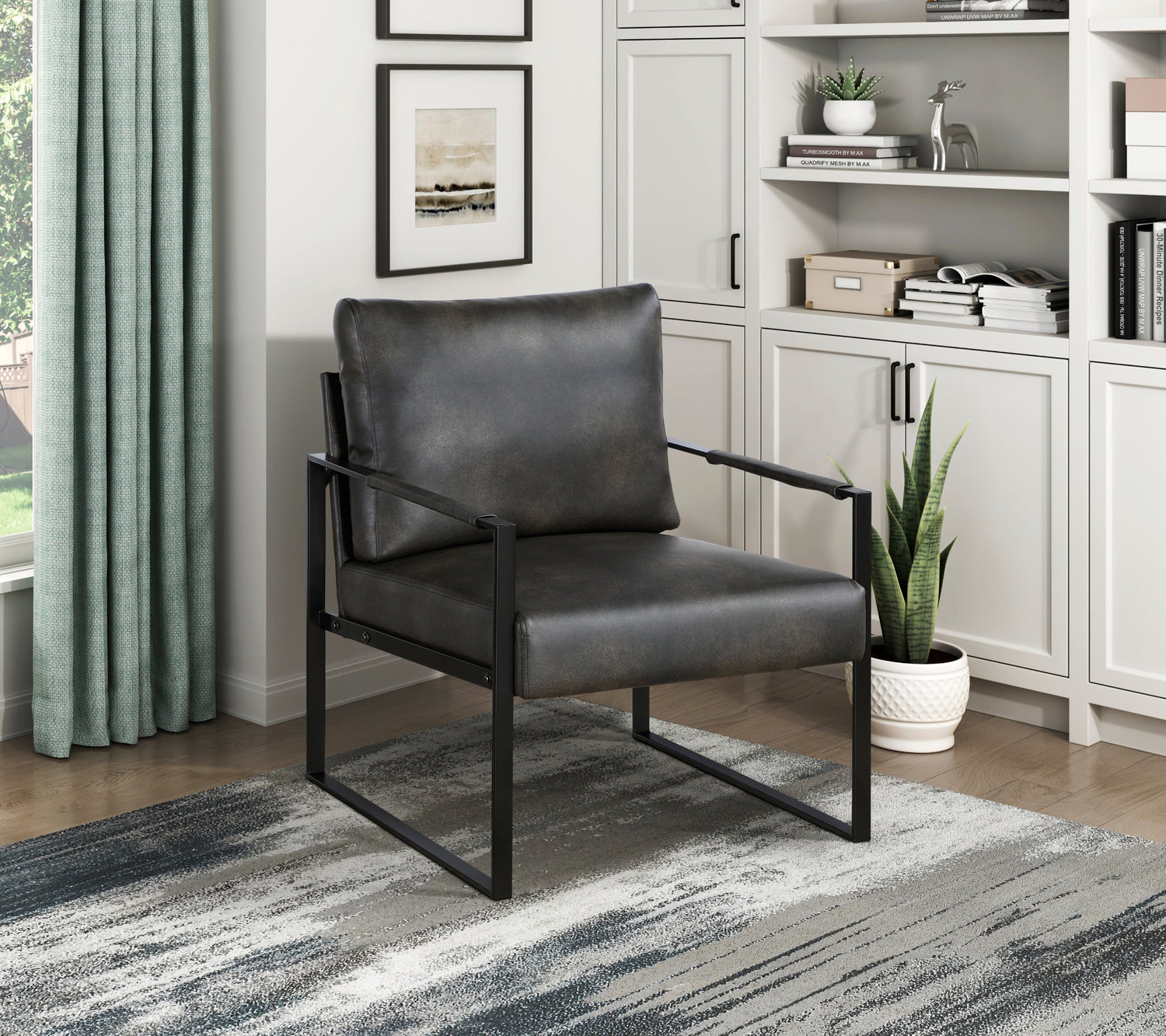Trent Accent Chair Dark Gray in room view - Homelegance
