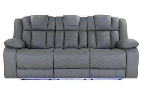 U7068 Grey 10 Power Reclining Sofa With Ddt, Wc And Led | Global Furniture USA