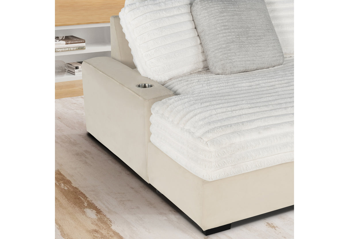 U8291 Beige Lounger Sofa With Usb
