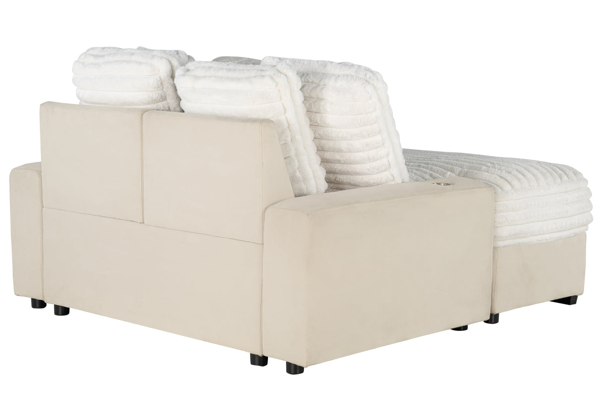 U8291 Beige Lounger Sofa With Usb