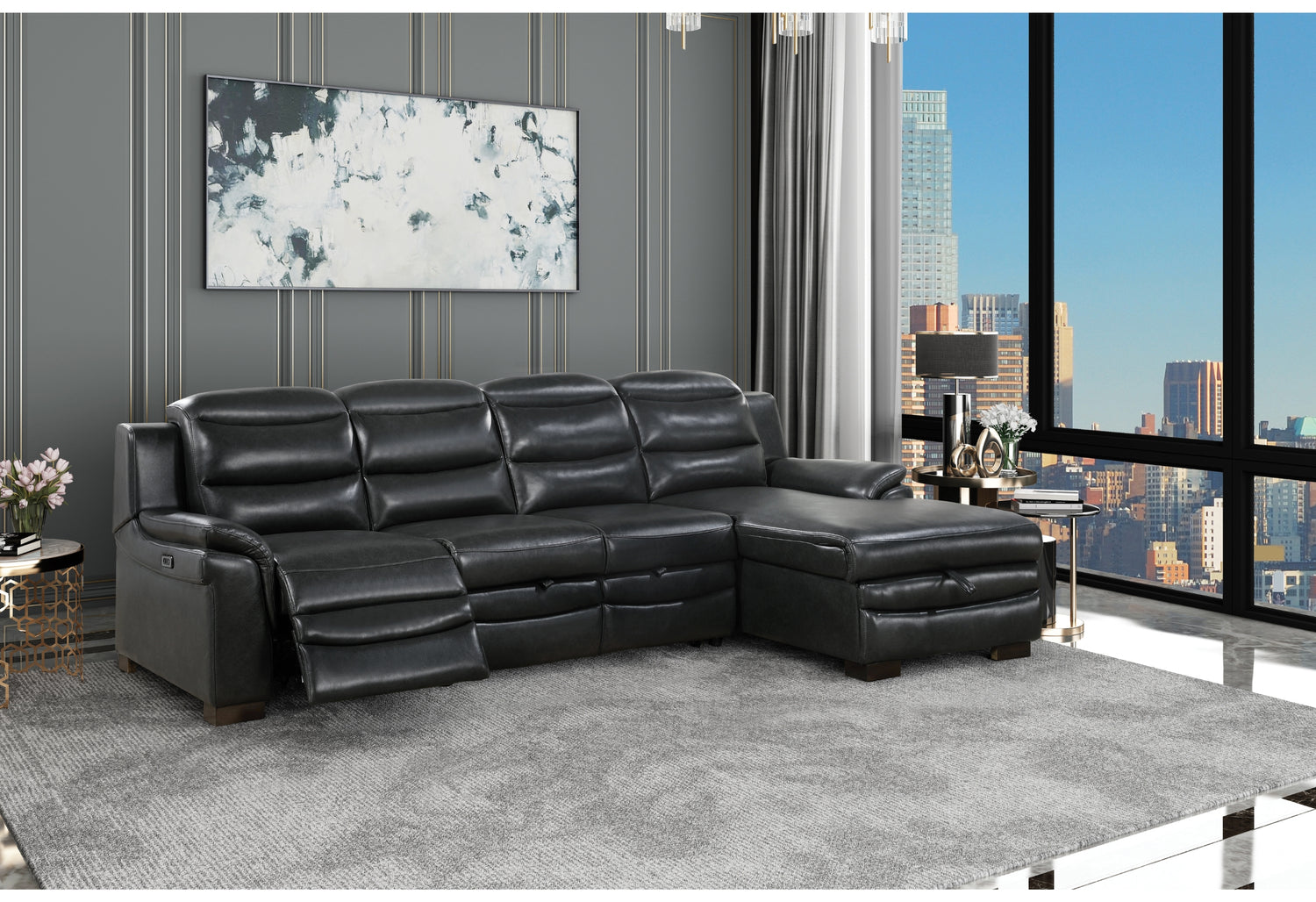 U8518 Blanche Charcoal Sofa Bed With Usb | Global Furniture USA