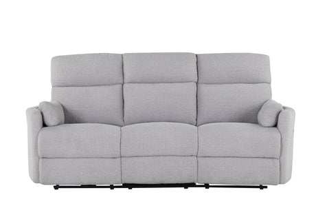 U8571 Power Reclining Sofa with USB and Drop-Down Table in Dolphin Fabric Front View – Global Furniture USA