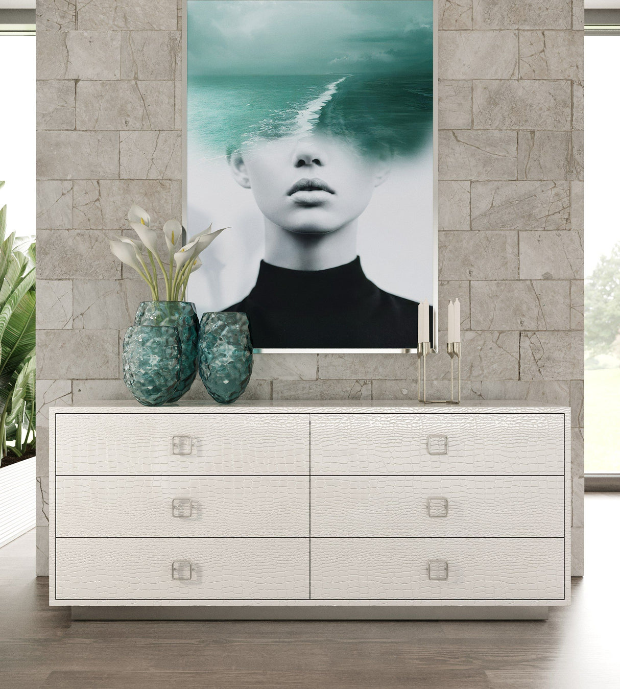 Ovidius + Victoria Modern White Crocodile Lacquer Bedroom Set – VIG Furniture - Home Elegance USA