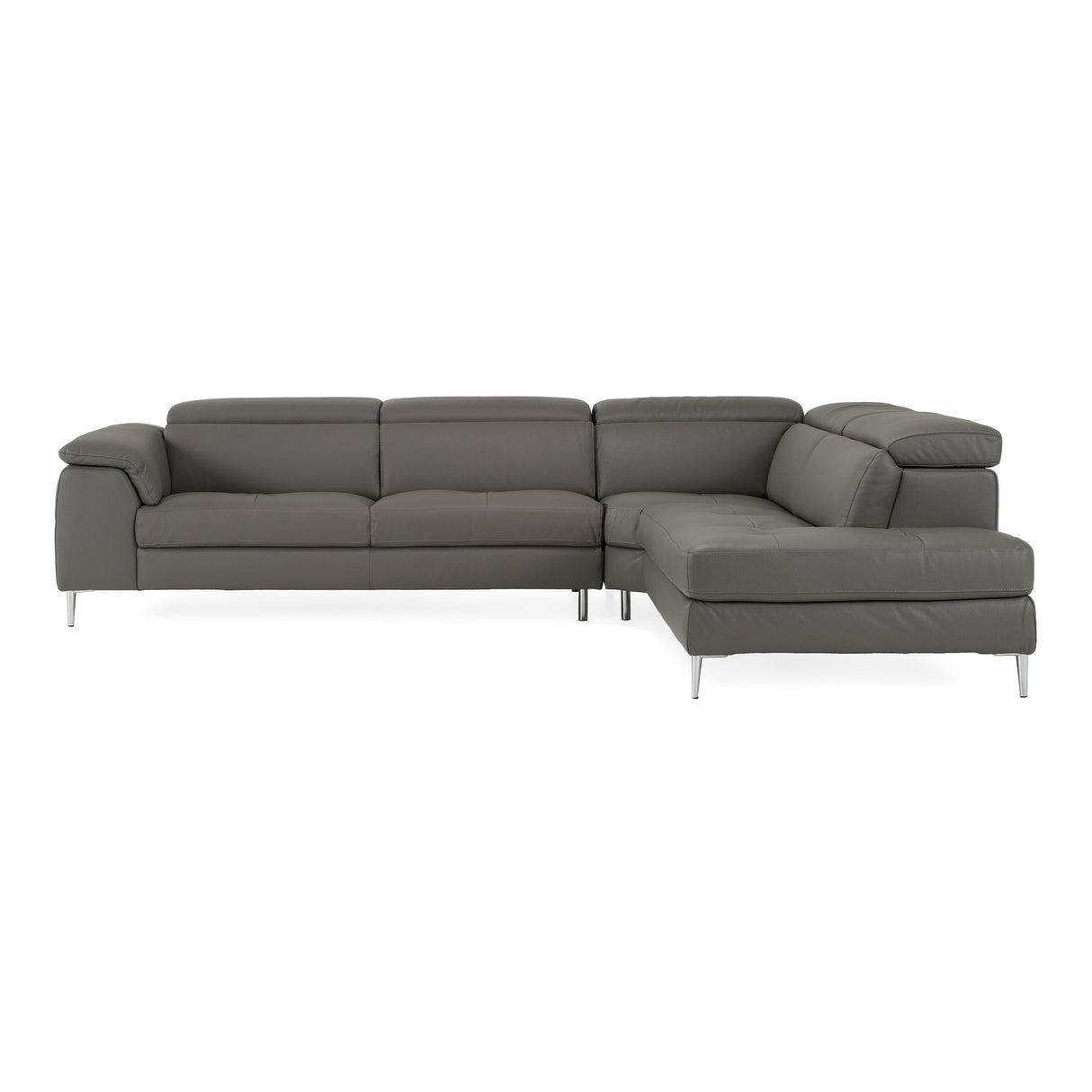Viola - Italian Contemporary Blue-Grey Leather Right Facing Sectional Sofa - View Image 1