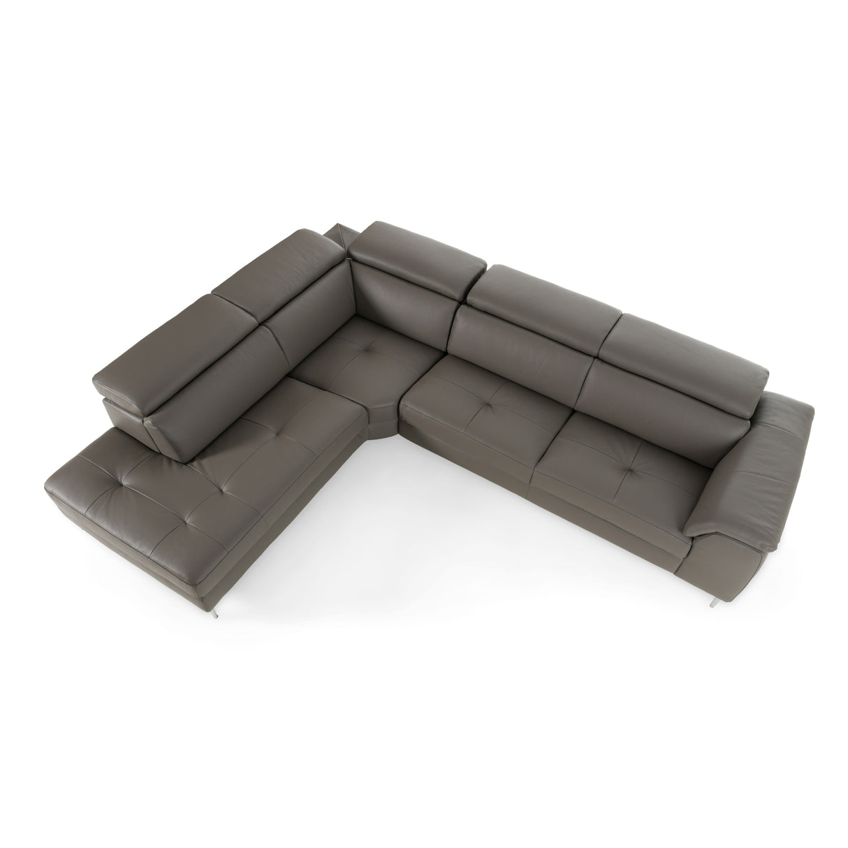 Viola - Italian Contemporary Grey Leather Left Facing Sectional Sofa - View Image 1