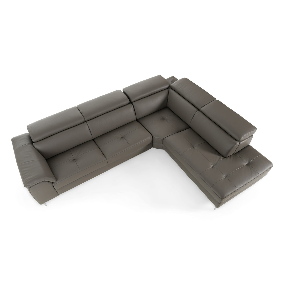 Viola - Italian Contemporary Grey Leather Right Facing Sectional Sofa - View Image 1