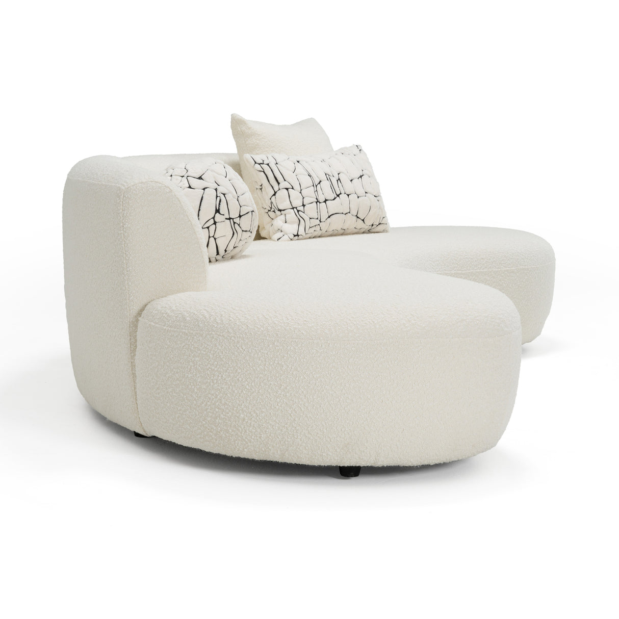 Weldon - Modern Cream Fabric Curved Sectional Sofa - View Image 1