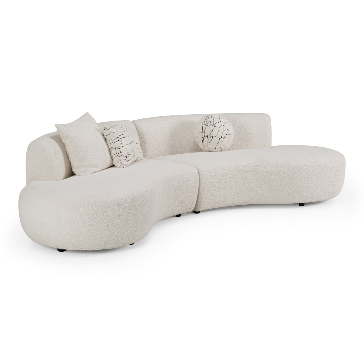 Weldon - Modern Off-White Fabric Curved Sectional Sofa - View Image 1