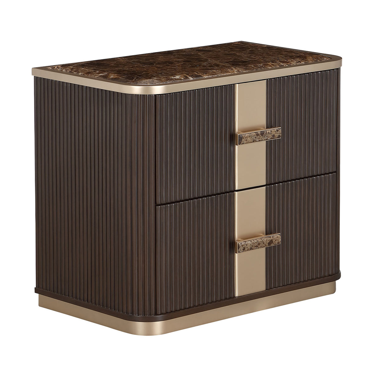 West Kensington 2-Drawer Nightstand – Angle View of Nightstand | Aico by Michael Amini