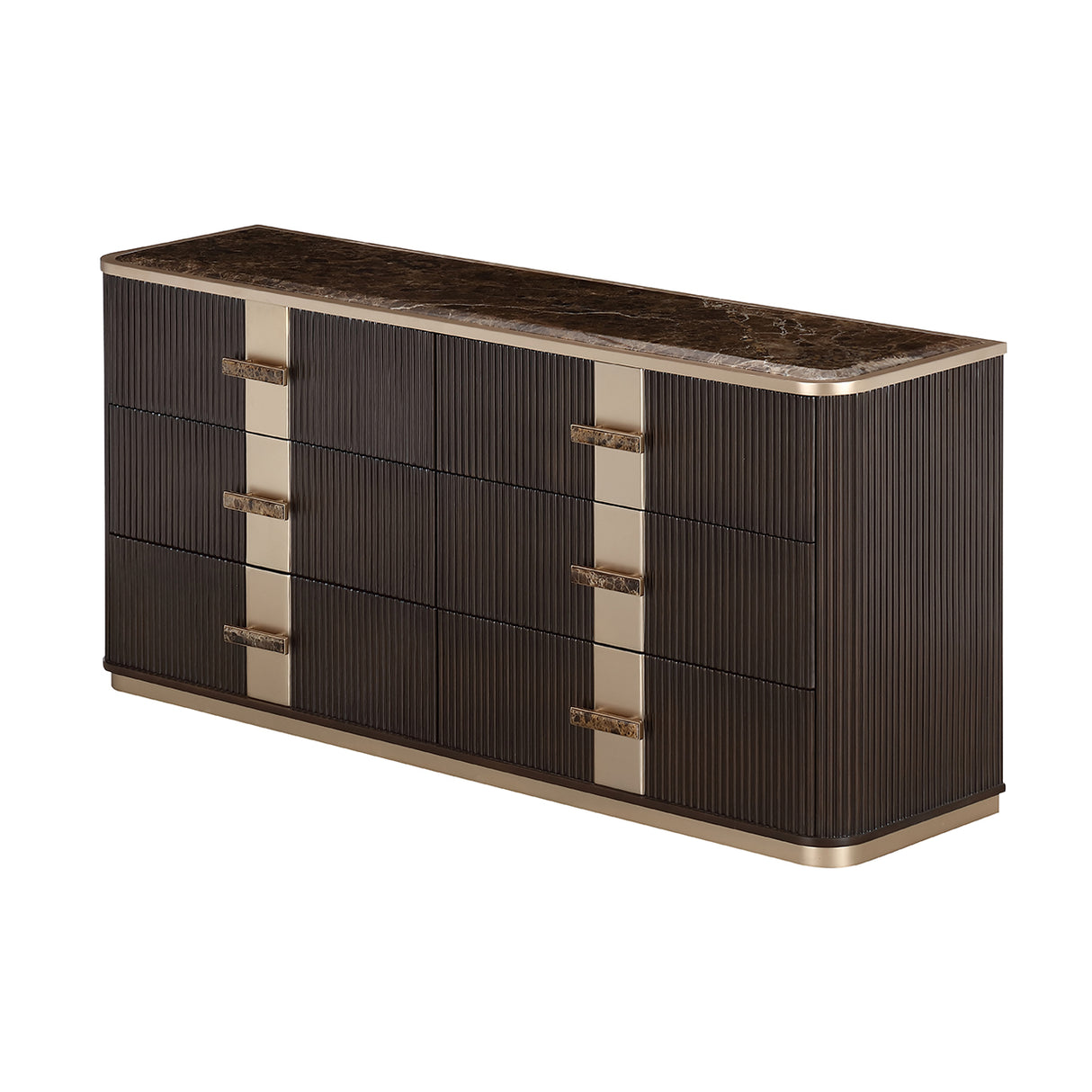 West Kensington Dresser in Espresso – Marble Top Angle View 3 - Aico